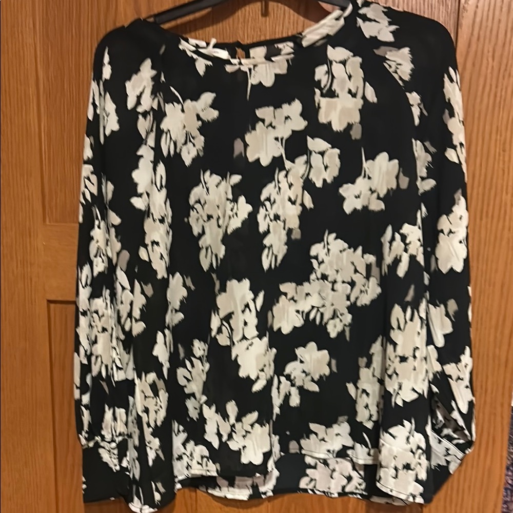 Floral Black and White Blouse